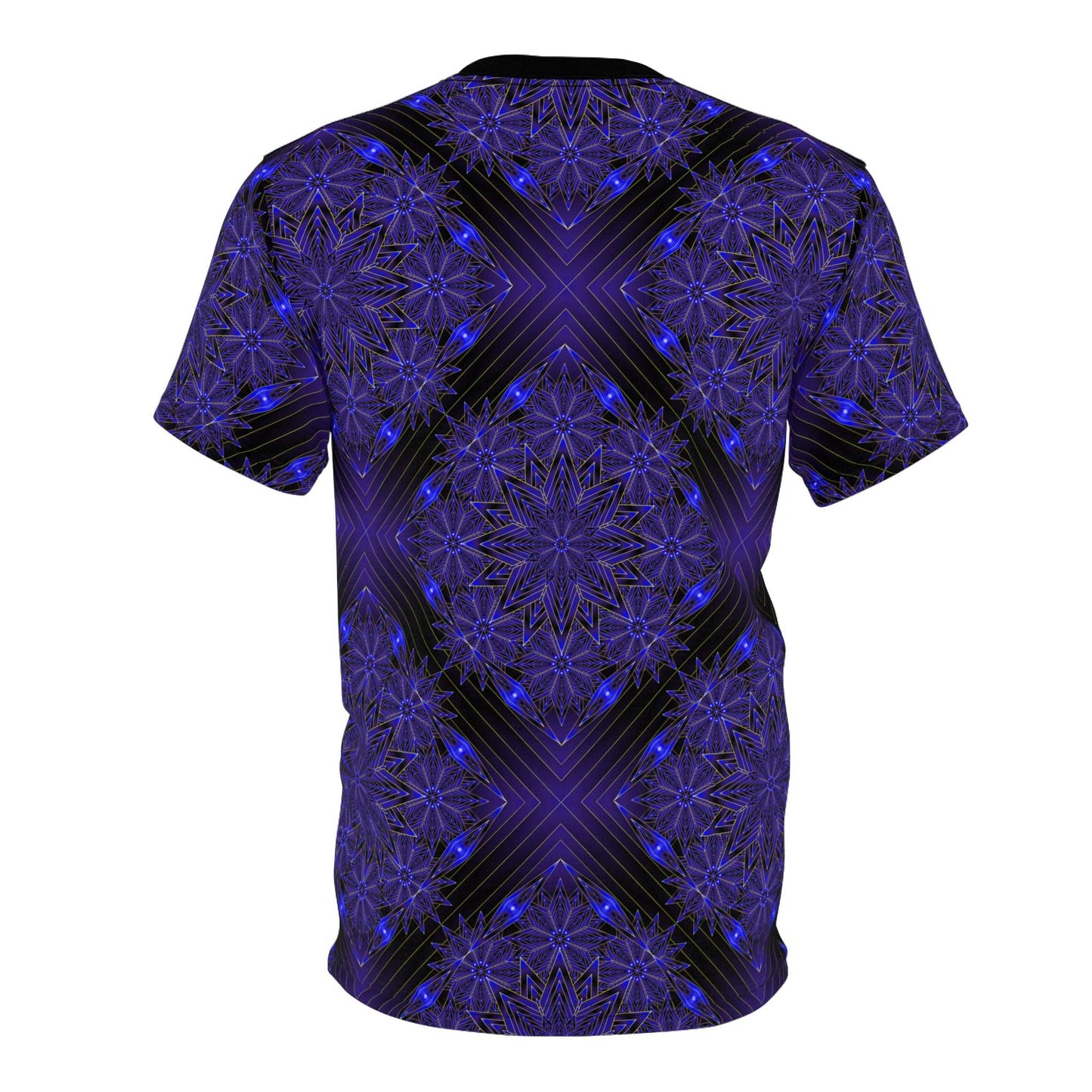 All-Over Blue Mandala Tee — Psychedelic Geometric Pattern Shirt