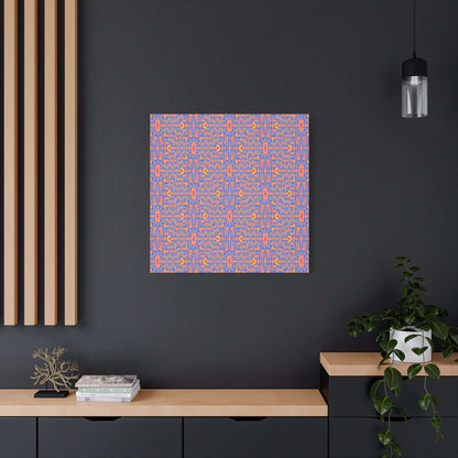 Abstract Geometric Pattern Matte Canvas Wall Art - Vibrant Orange & Blue Stretched Canvas