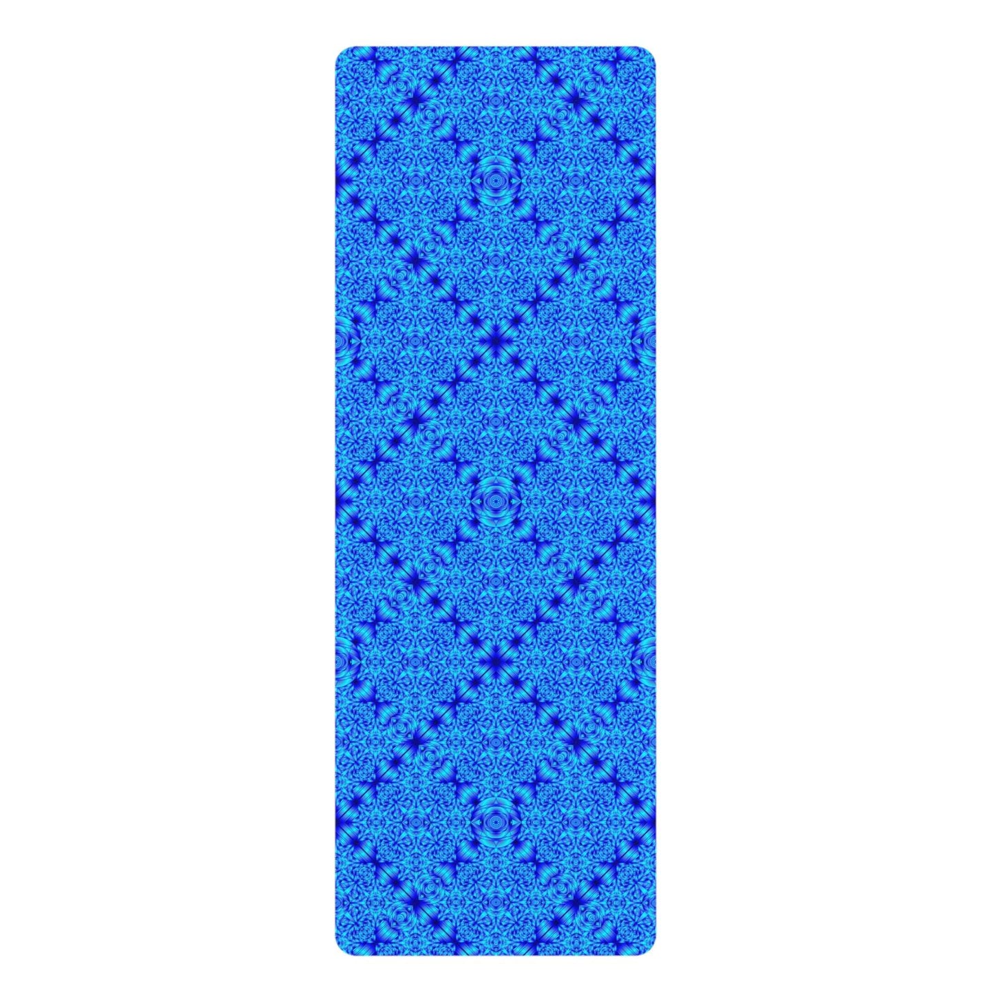 Blue Kaleidoscope Rubber Yoga Mat – Non-Slip Fitness & Meditation Mat