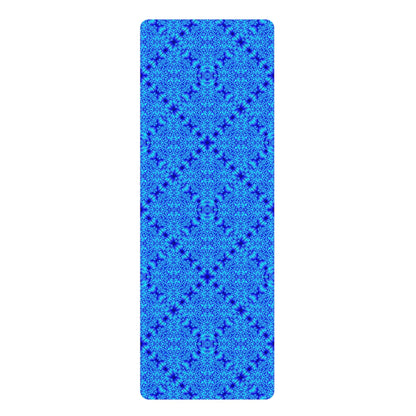 Blue Kaleidoscope Rubber Yoga Mat – Non-Slip Fitness & Meditation Mat