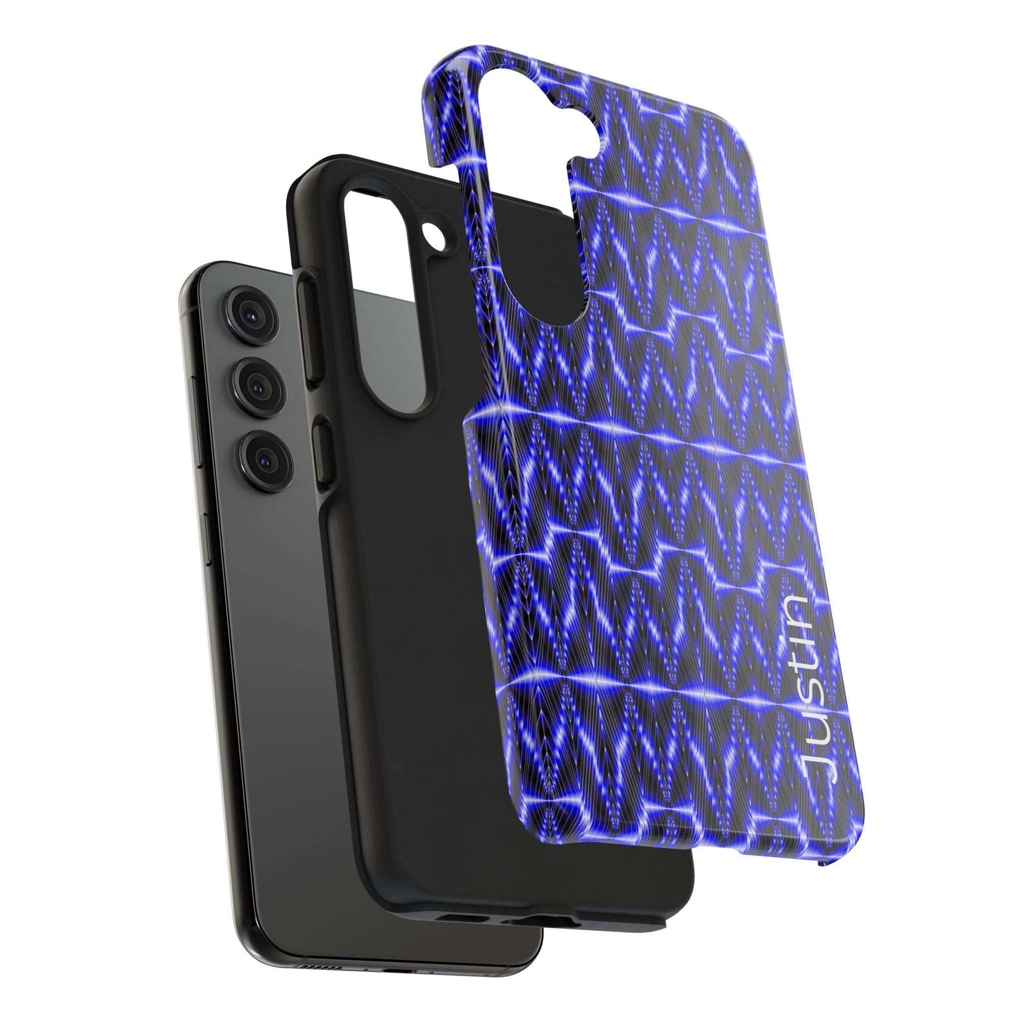 Tough Phone Case — Electric Blue Geometric Pattern (Your name)