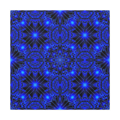 Blue Neon Kaleidoscope Canvas Print — Matte Stretched Wall Art