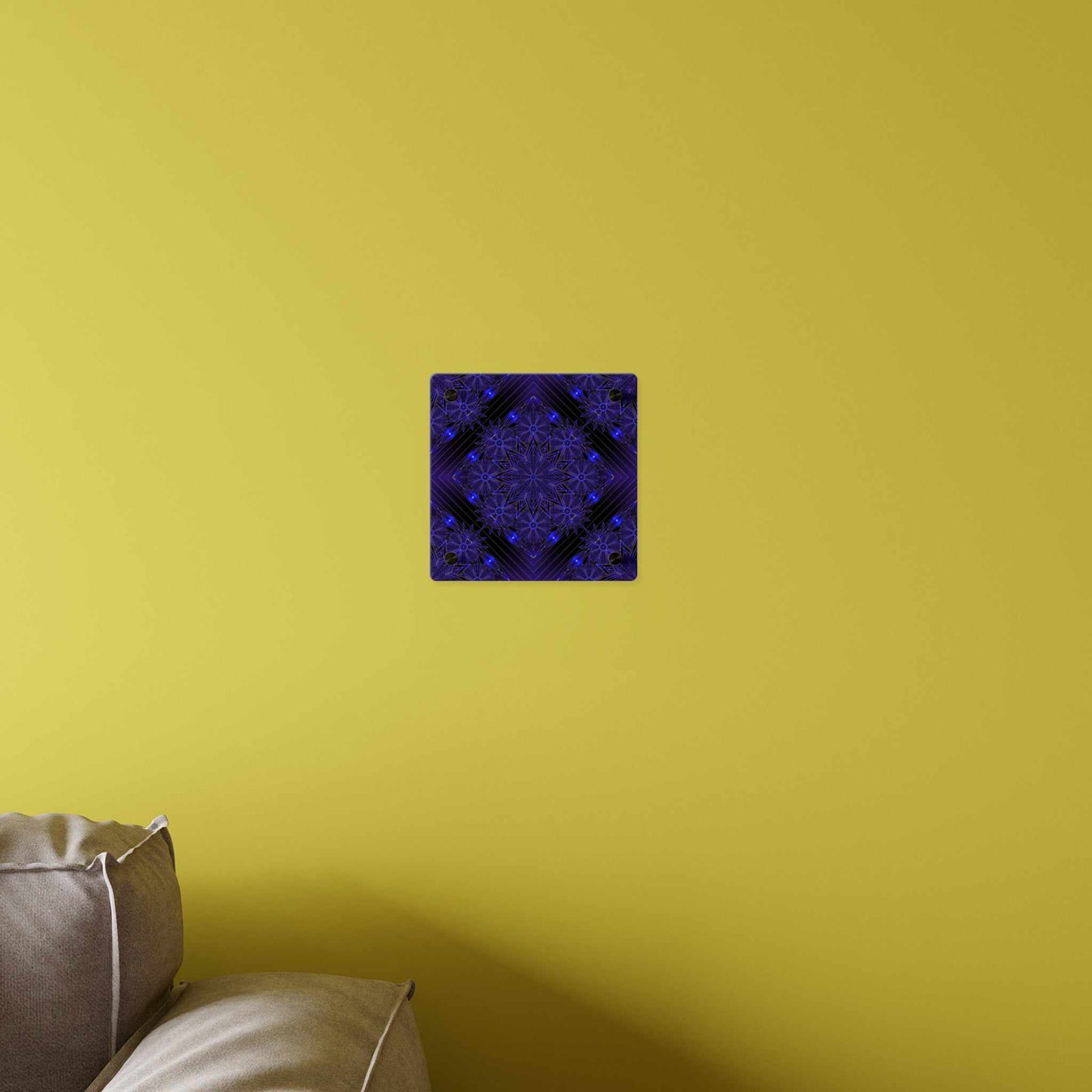 Acrylic Wall Art Panel — Deep Indigo Geometric Mandala