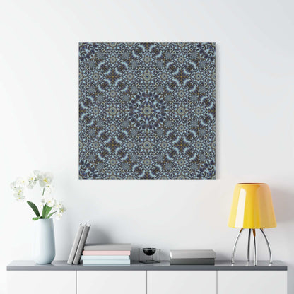 Kaleidoscope Pattern Matte Canvas Wall Art — Blue Geometric Stretched Canvas (1.25″)