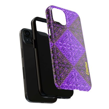 Personalized Purple Mosaic Tough Phone Case — Custom Name Phone Cover