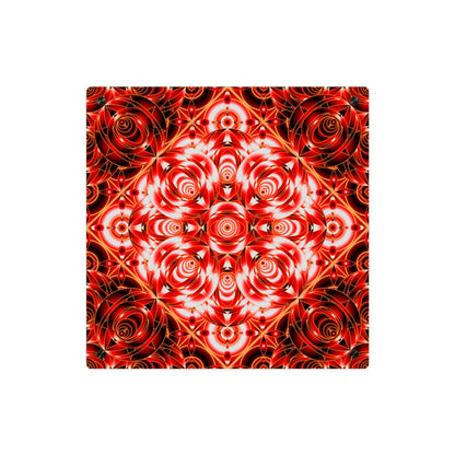 Acrylic Wall Art Panel — Red Kaleidoscope Mandala Decorative Square