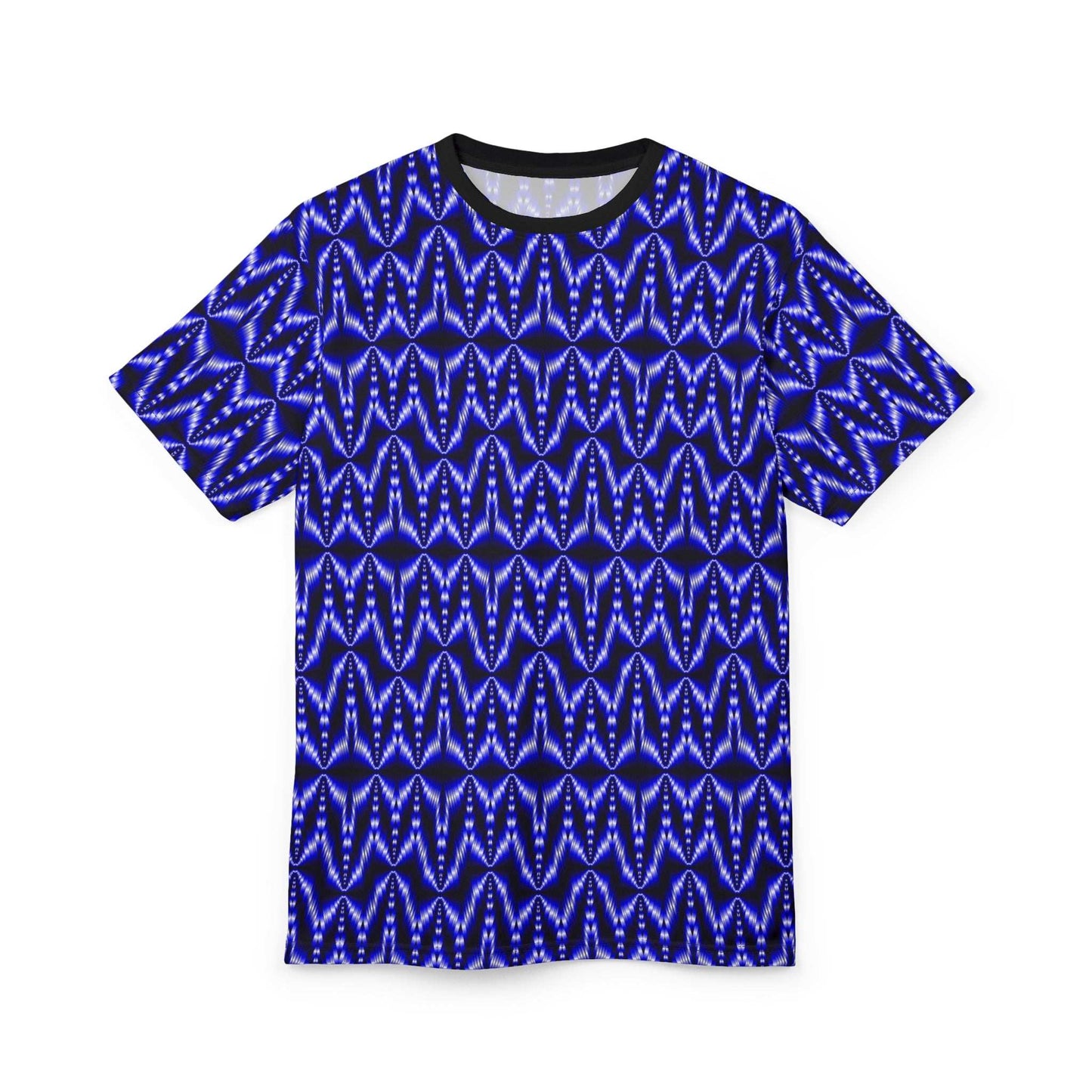 Blue Geometric Tie-Dye Tee — All-Over Print Pattern Shirt