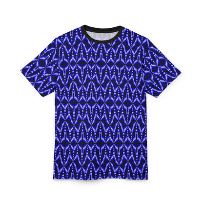 Blue Geometric Tie-Dye Tee — All-Over Print Pattern Shirt