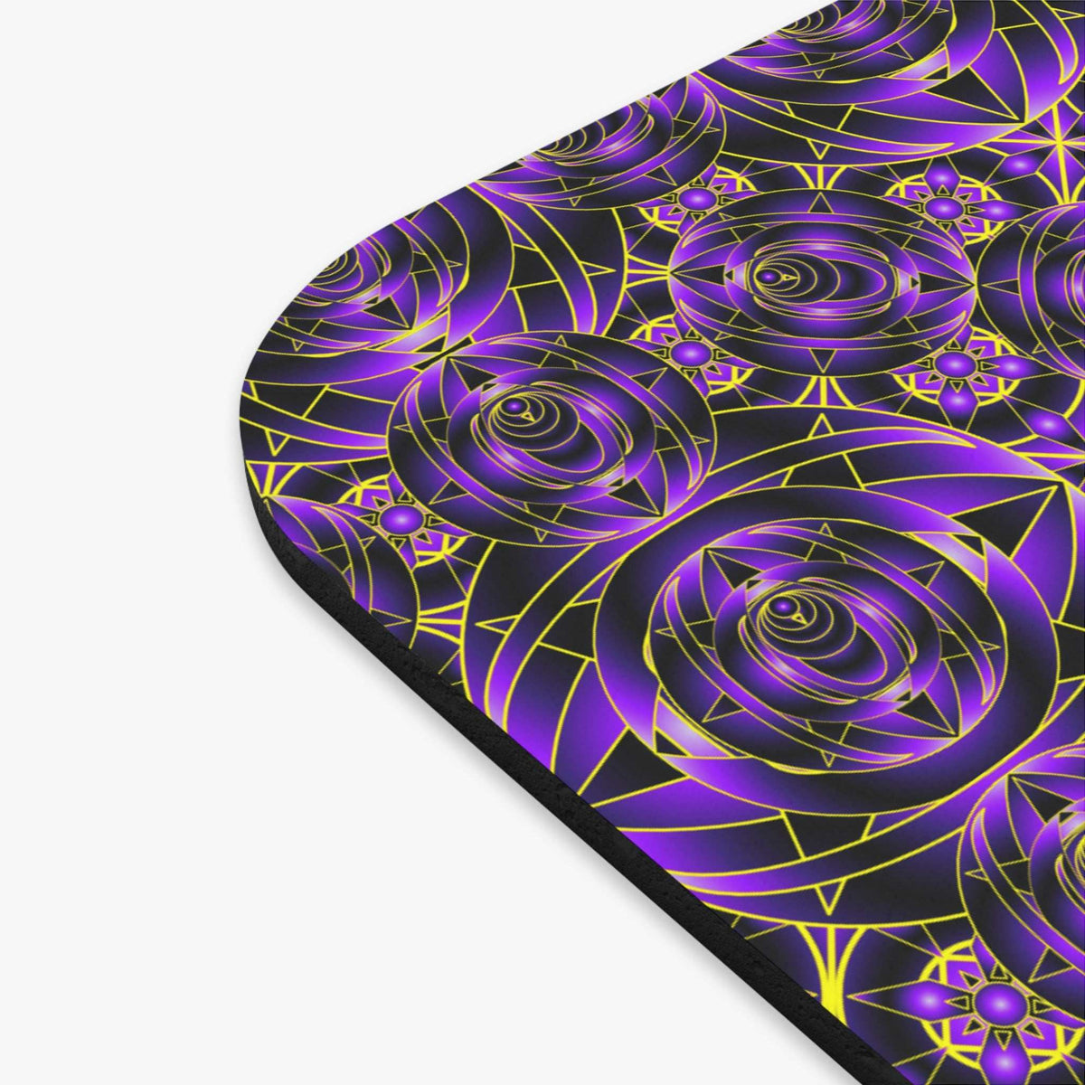 Purple Mosaic Kaleidoscope Mouse Pad — Geometric Jewel Tone Desk Accessory