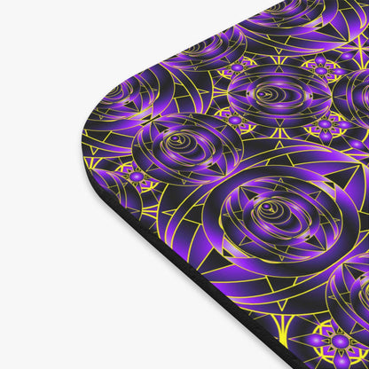 Purple Mosaic Kaleidoscope Mouse Pad — Geometric Jewel Tone Desk Accessory
