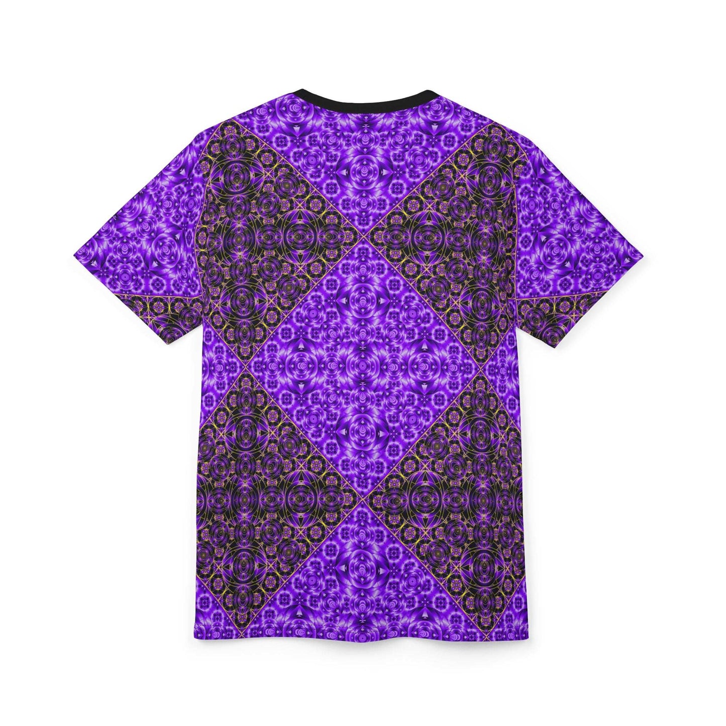 Purple Geometric Kaleidoscope Tee — All-Over Print Pattern Shirt