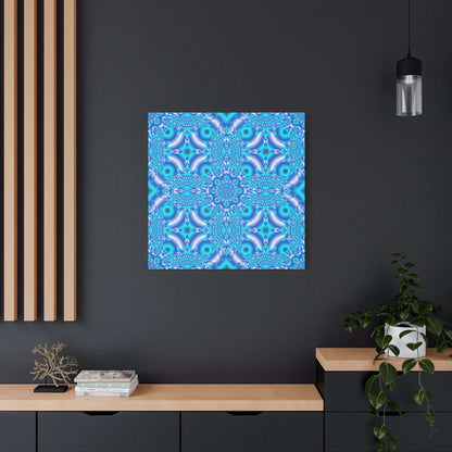 Blue Kaleidoscope Pattern Matte Canvas Wall Art - Stretched 1.25"