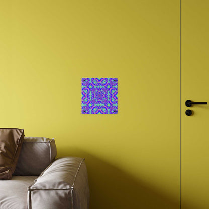 Psychedelic Kaleidoscope Acrylic Wall Art Panel — Vivid Blue & Purple Mandala
