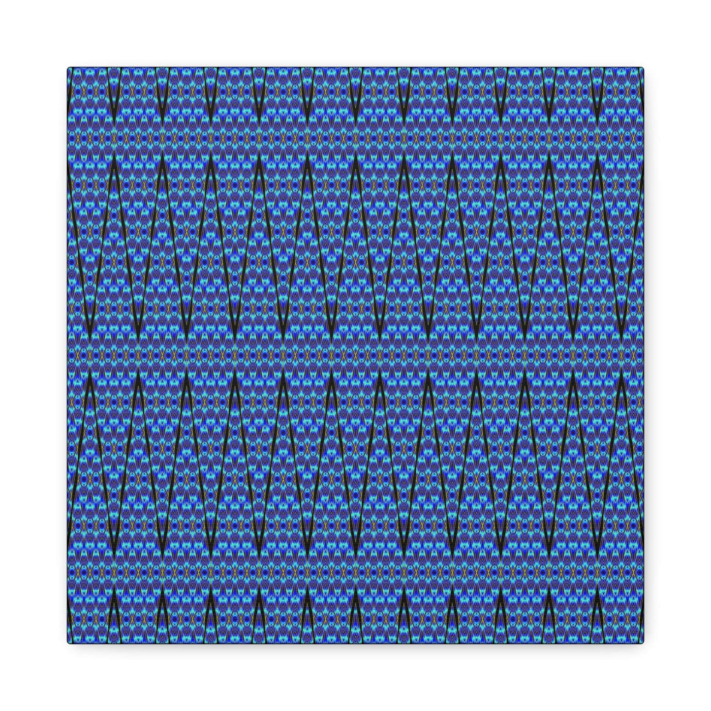 Blue Geometric Pattern Matte Canvas Wall Art - Stretched 1.25"