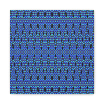 Blue Geometric Pattern Matte Canvas Wall Art - Stretched 1.25"