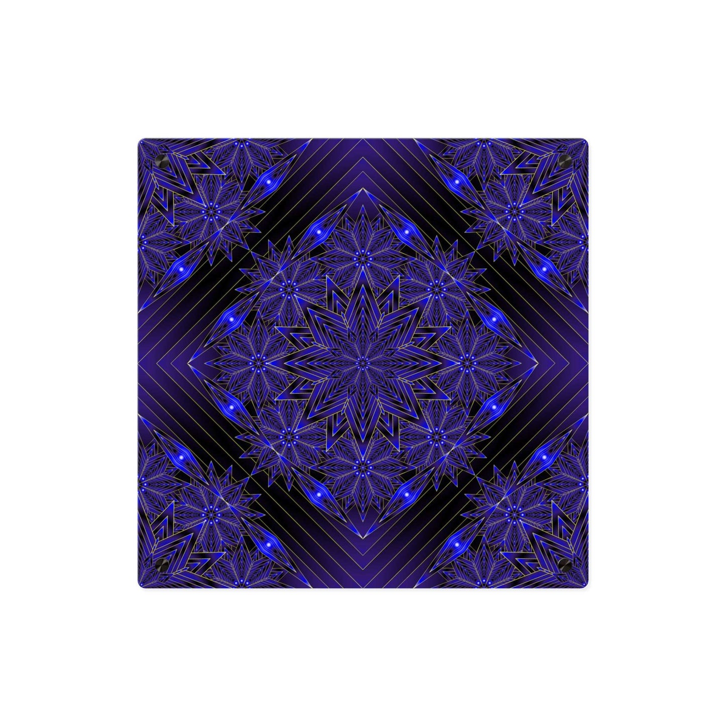 Acrylic Wall Art Panel — Deep Indigo Geometric Mandala