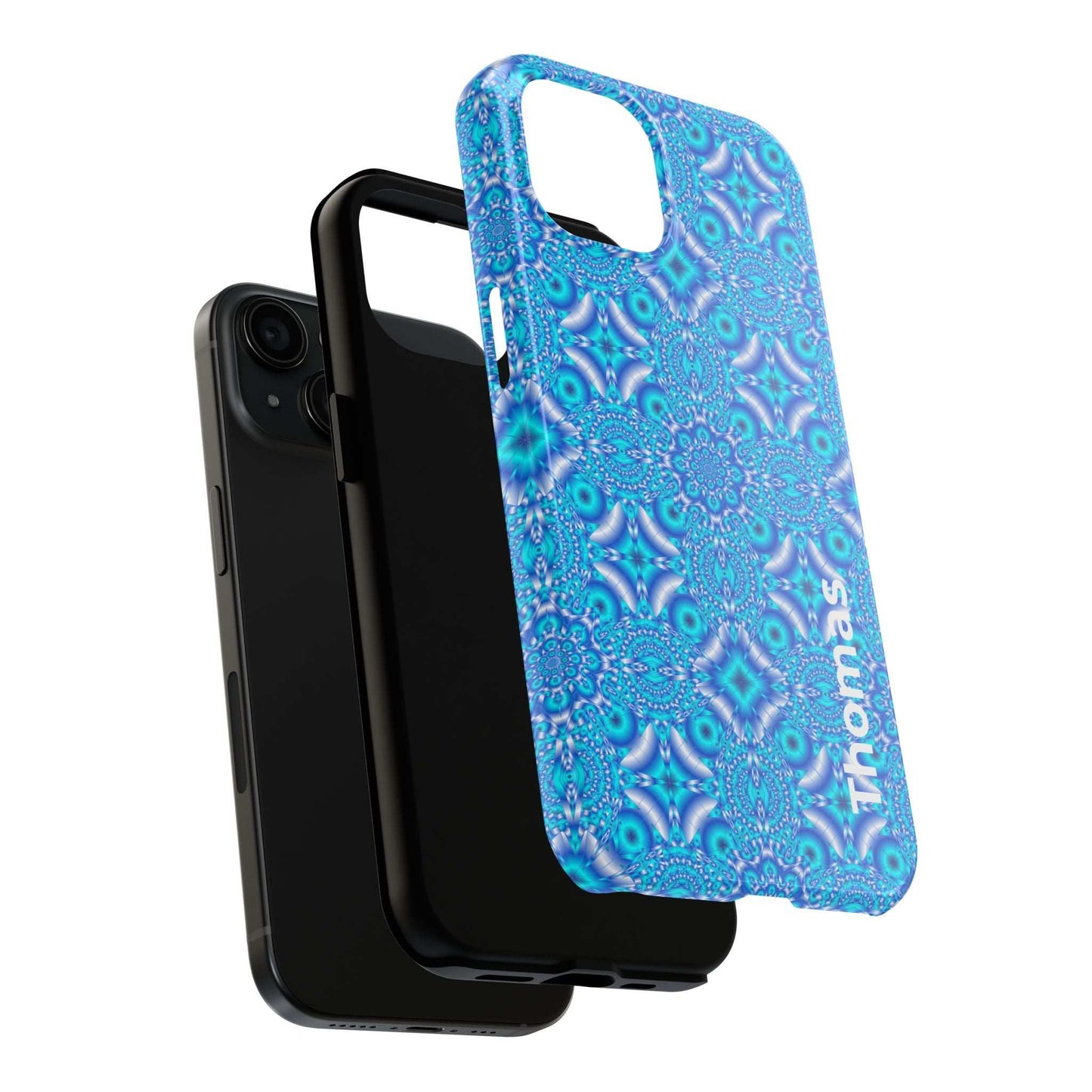Personalized Blue Kaleidoscope Tough Phone Case — Custom Name Option