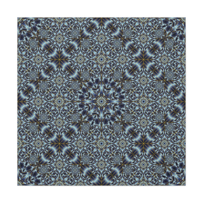 Kaleidoscope Pattern Matte Canvas Wall Art — Blue Geometric Stretched Canvas (1.25″)