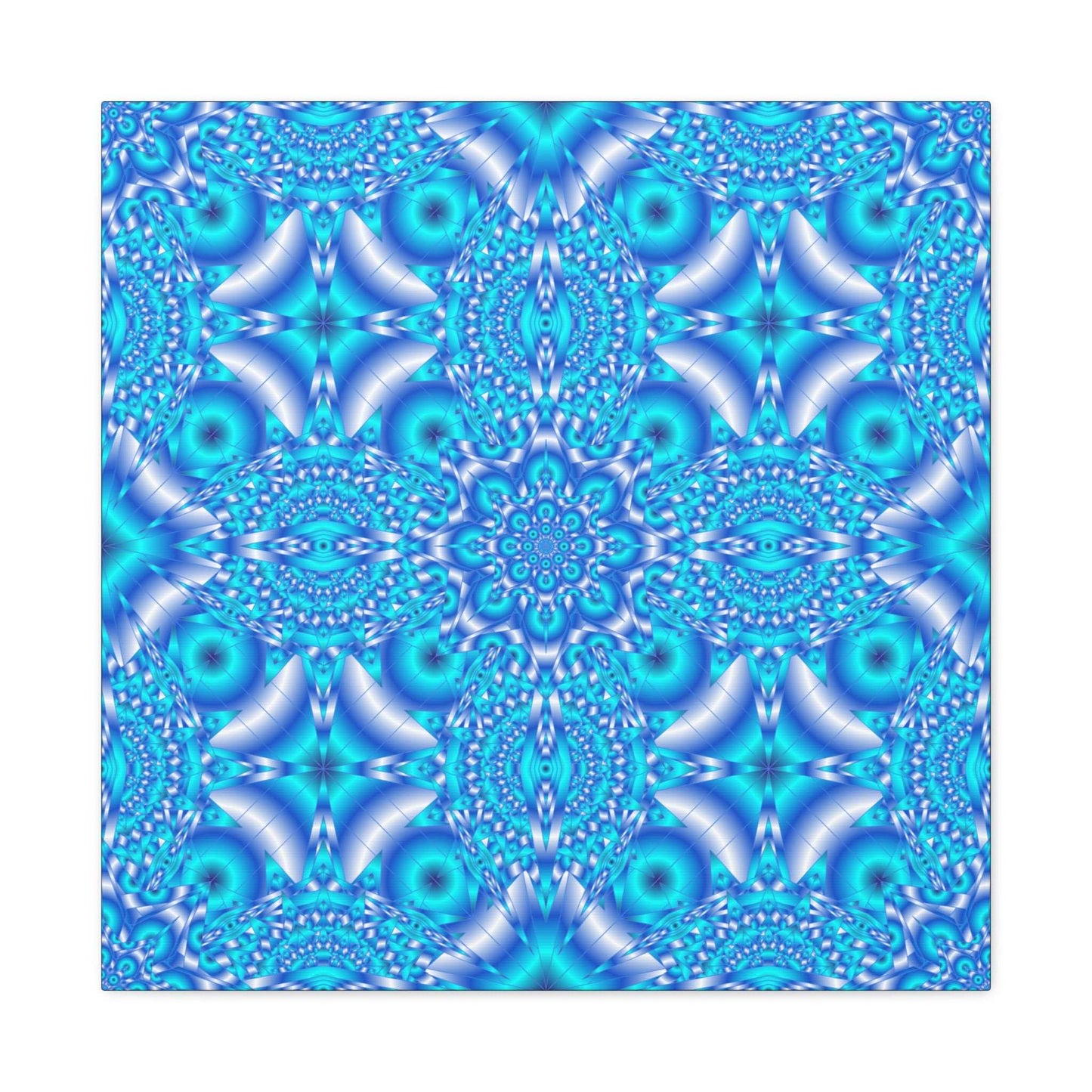 Blue Kaleidoscope Pattern Matte Canvas Wall Art - Stretched 1.25"