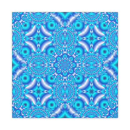 Blue Kaleidoscope Pattern Matte Canvas Wall Art - Stretched 1.25"