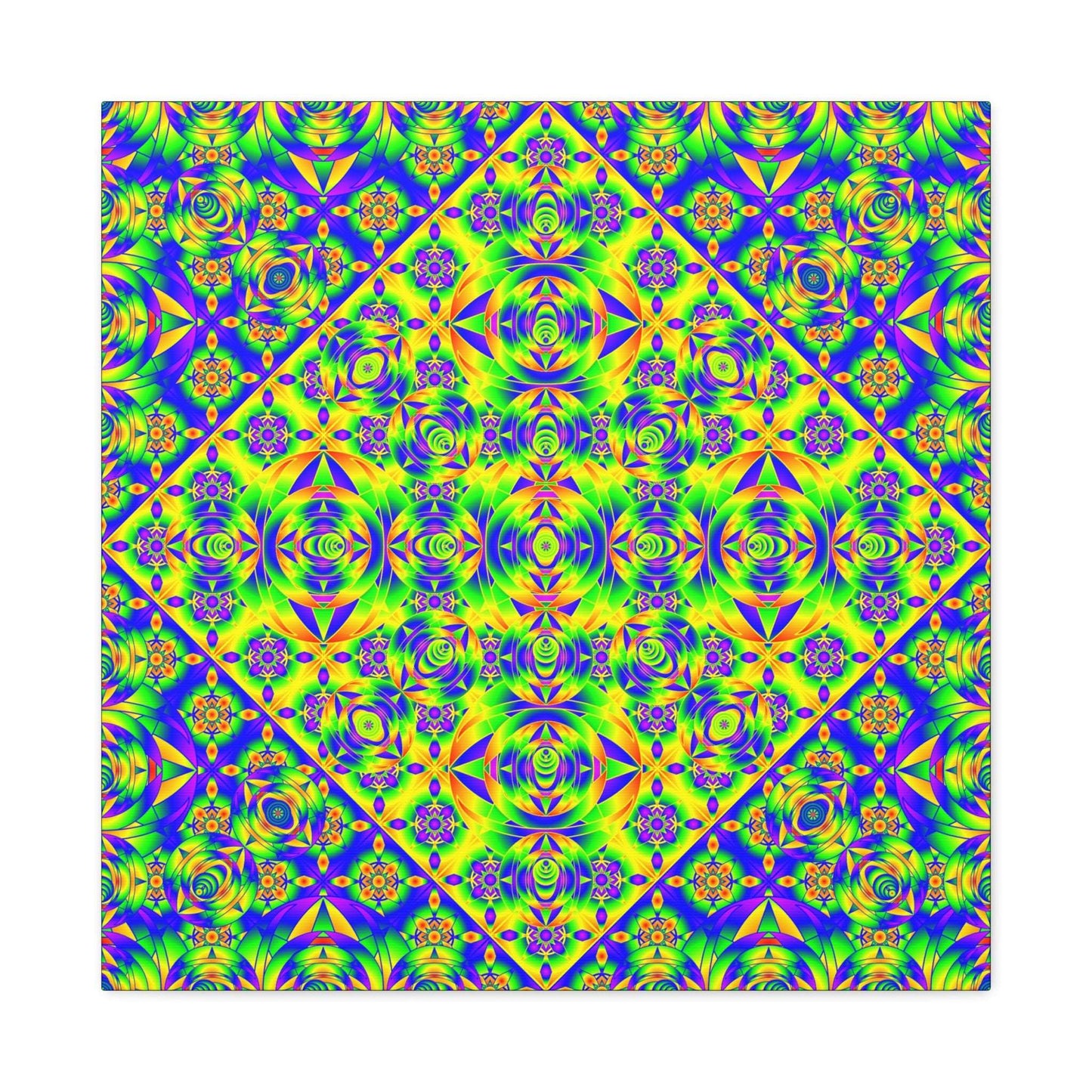Psychedelic Kaleidoscope Matte Canvas Art — Vibrant Geometric Wall Decor