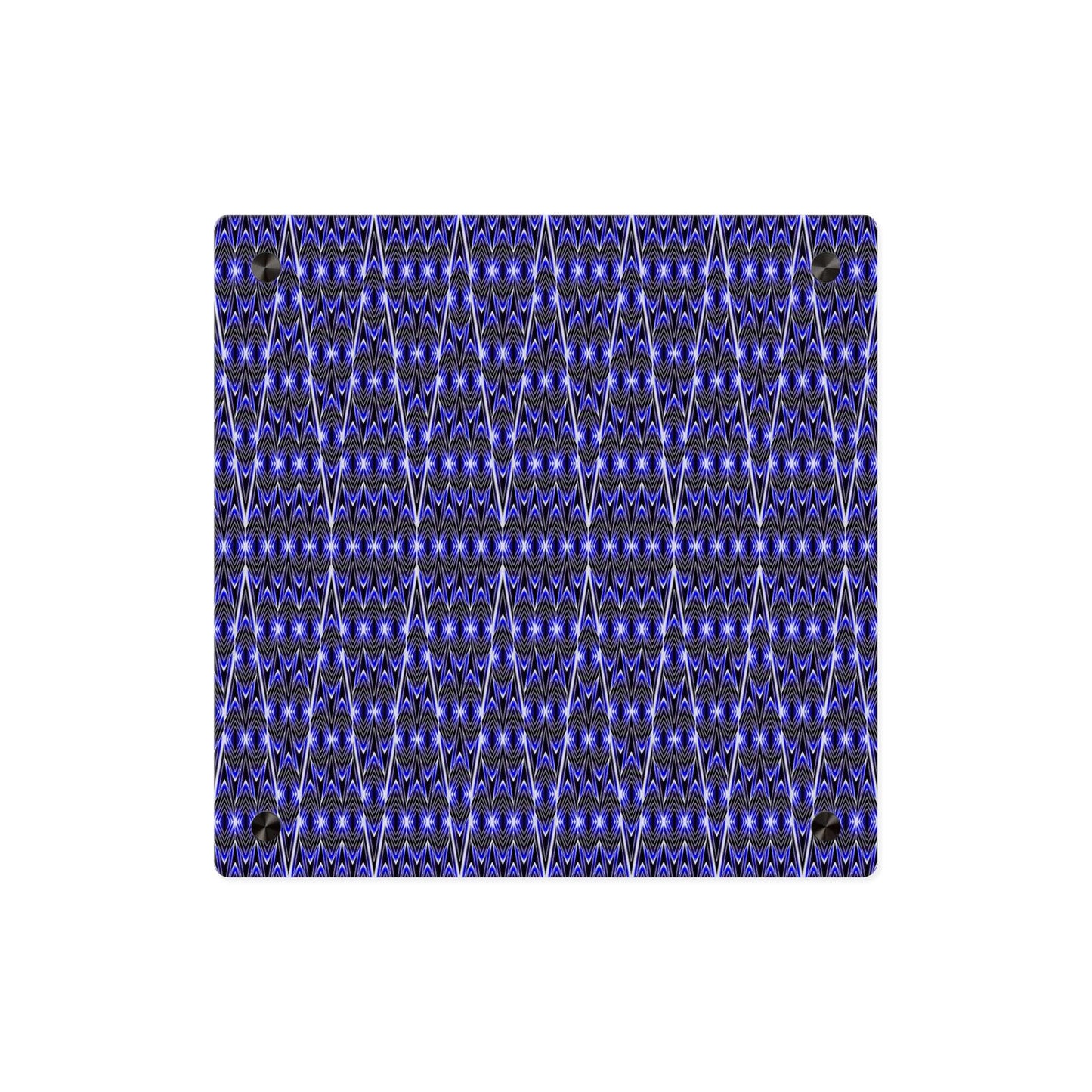 Blue Geometric Acrylic Wall Art Panel — Modern Abstract Pattern