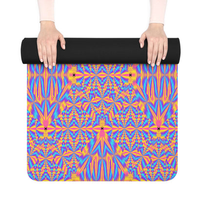 Vibrant Kaleidoscope Rubber Yoga Mat — Non-Slip Exercise & Pilates Mat
