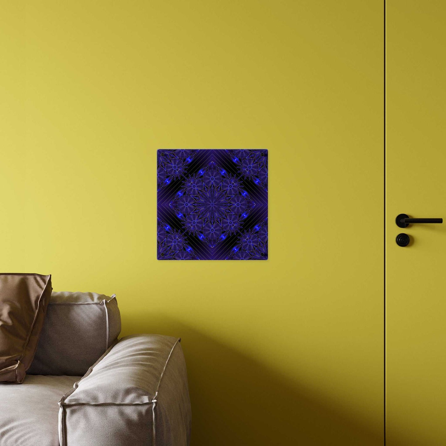 Acrylic Wall Art Panel — Deep Indigo Geometric Mandala