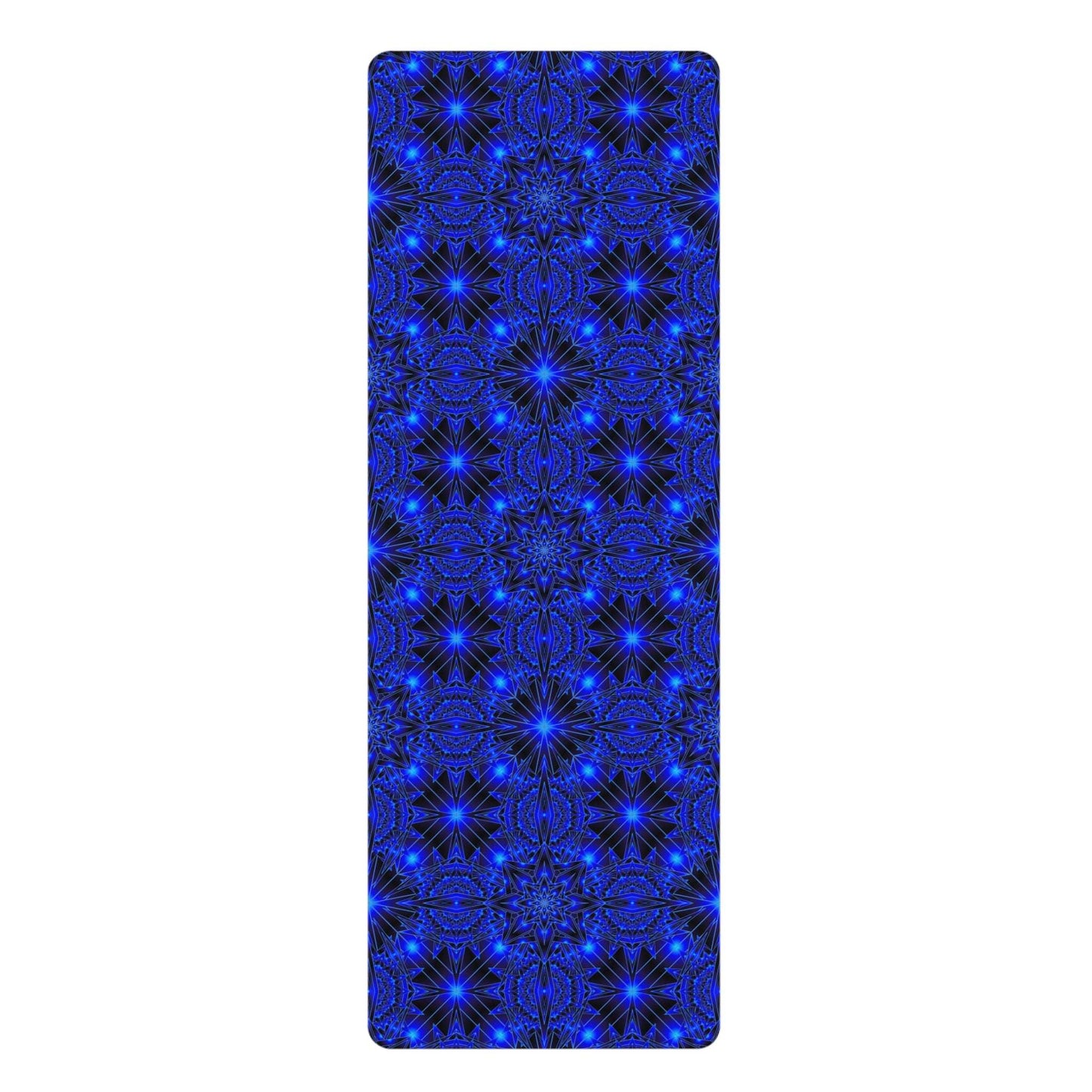 Blue Kaleidoscope Rubber Yoga Mat — Non-Slip Mandala Pattern for Pilates & Meditation