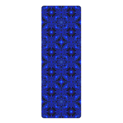 Blue Kaleidoscope Rubber Yoga Mat — Non-Slip Mandala Pattern for Pilates & Meditation