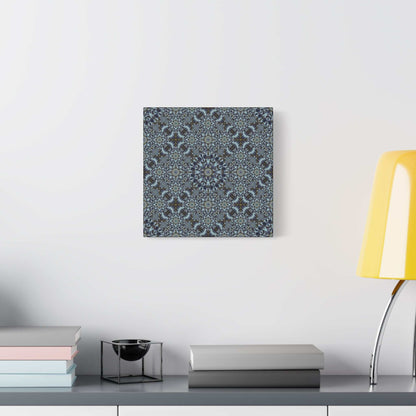 Kaleidoscope Pattern Matte Canvas Wall Art — Blue Geometric Stretched Canvas (1.25″)