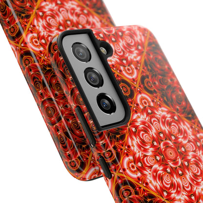 Red Floral Kaleidoscope Tough Phone Case — Personalized Name Option