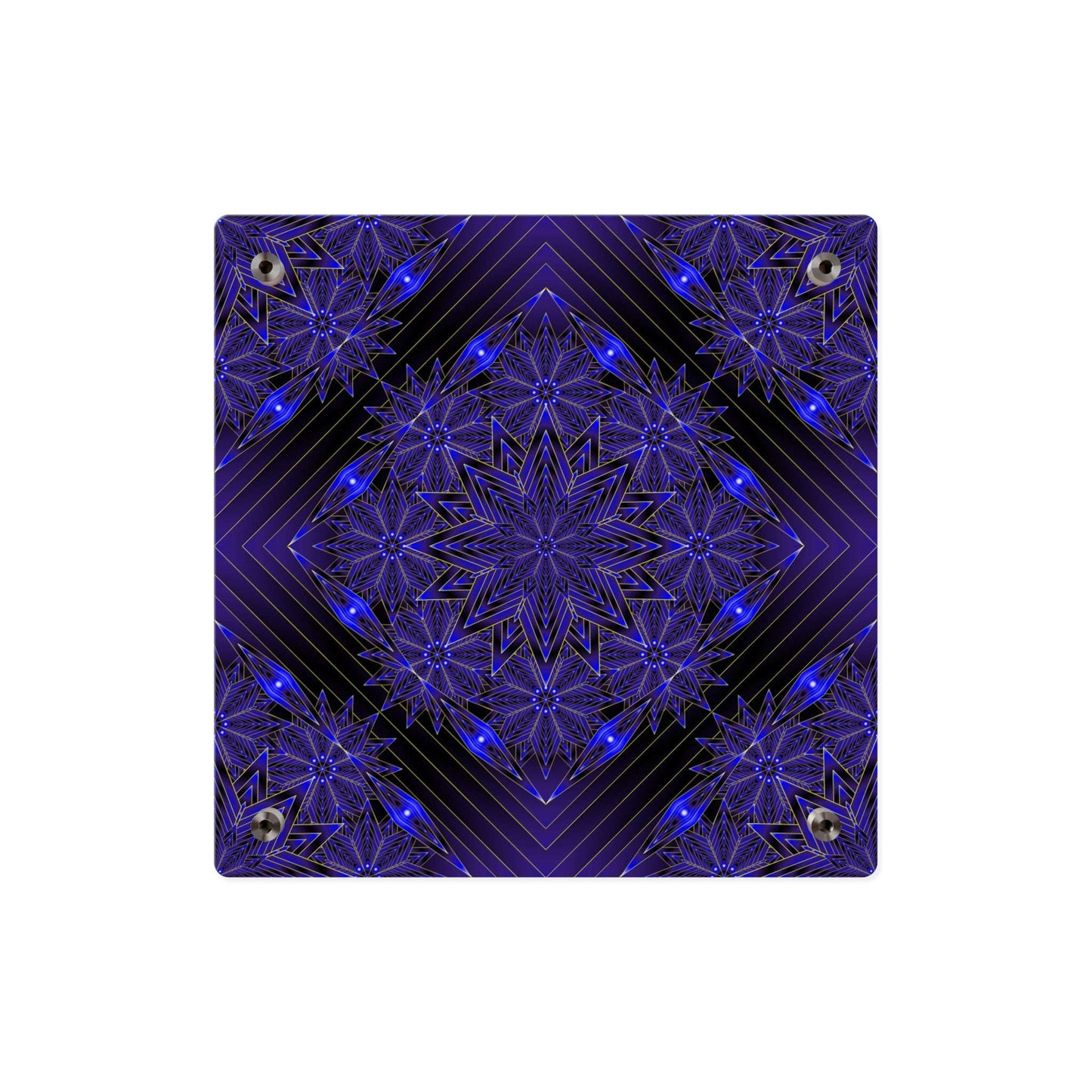 Acrylic Wall Art Panel — Deep Indigo Geometric Mandala