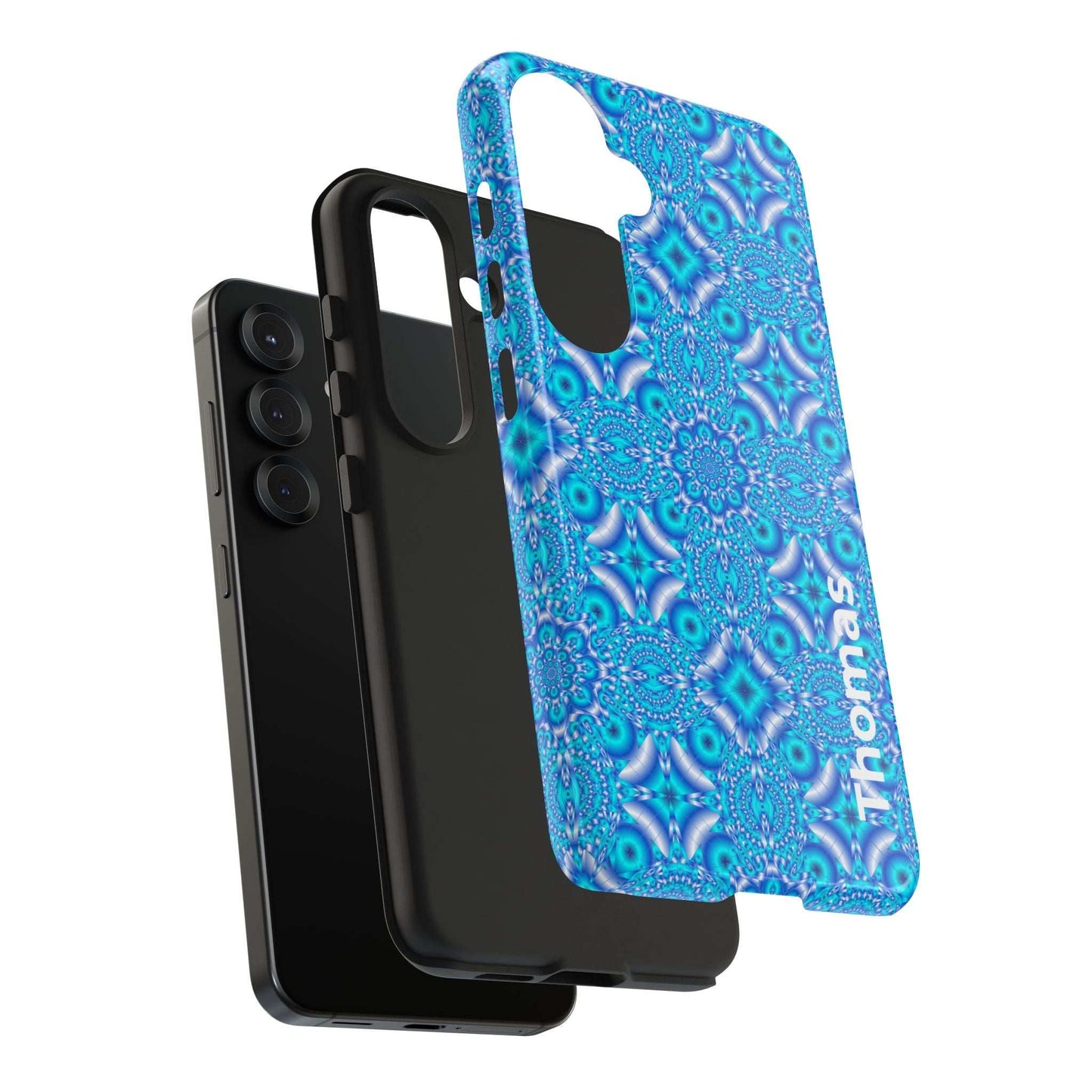 Personalized Blue Kaleidoscope Tough Phone Case — Custom Name Option