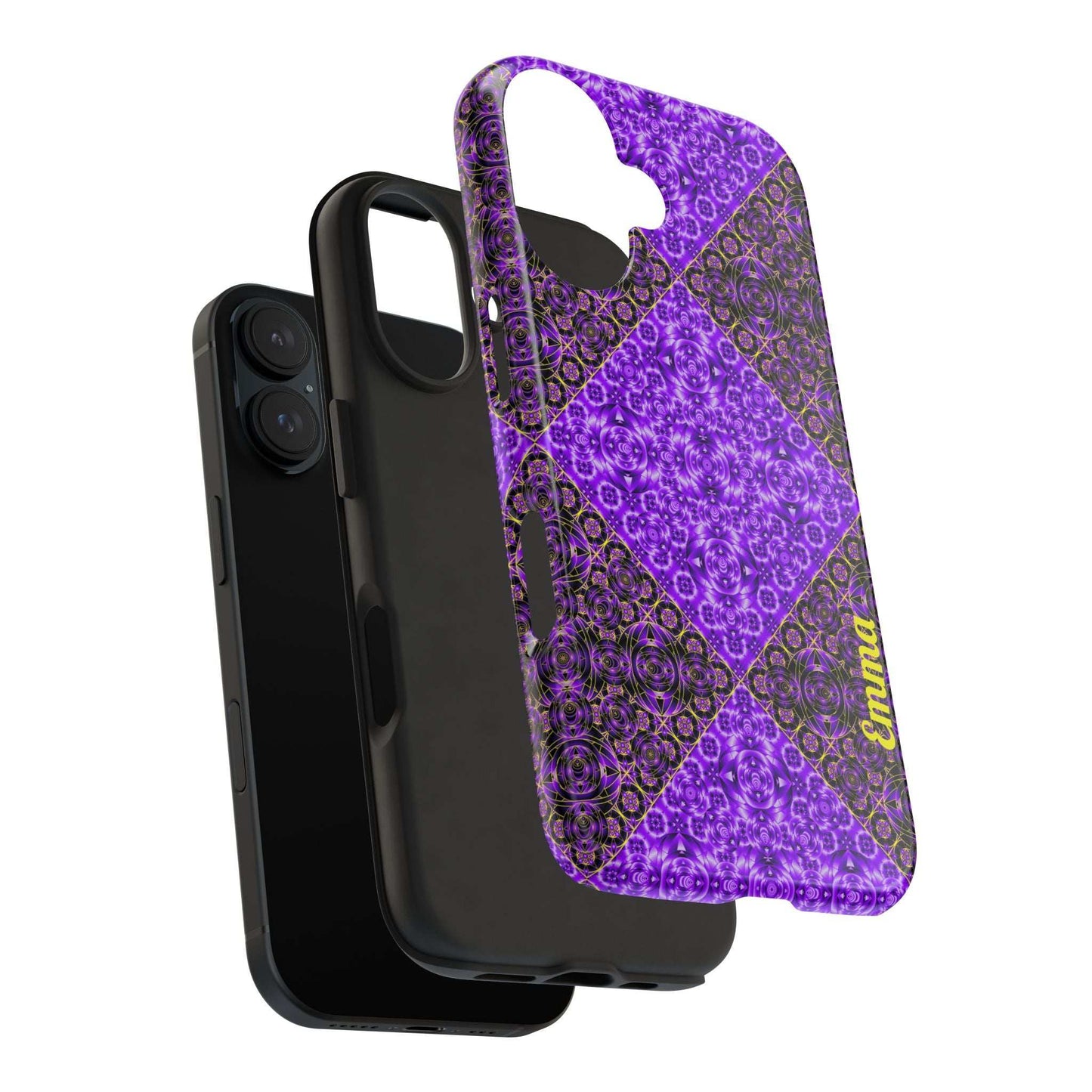 Personalized Purple Mosaic Tough Phone Case — Custom Name Phone Cover