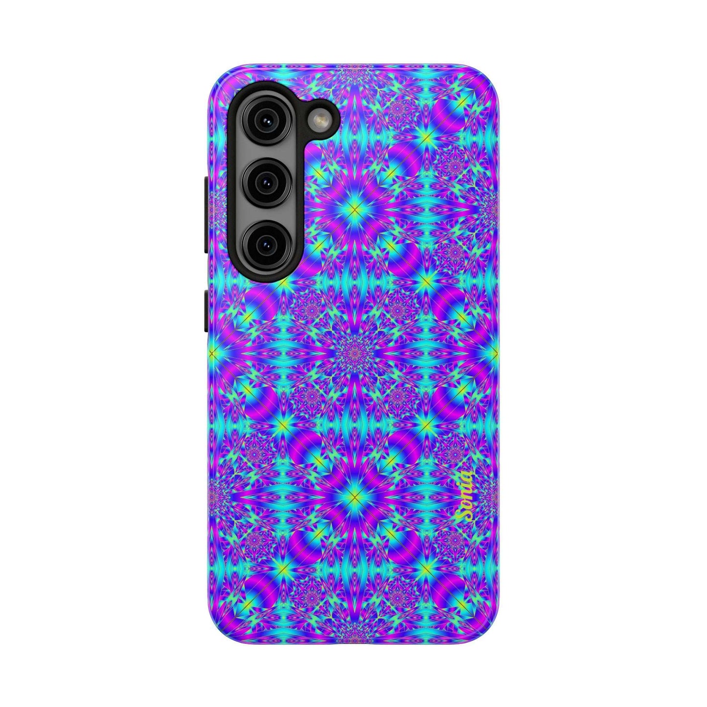 Psychedelic Kaleidoscope Tough Phone Case — Vibrant Purple & Teal Protective Cover