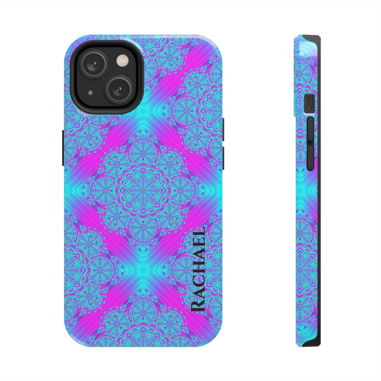 Personalized Tough Phone Case — Blue & Purple Mandala Design (Custom Name)