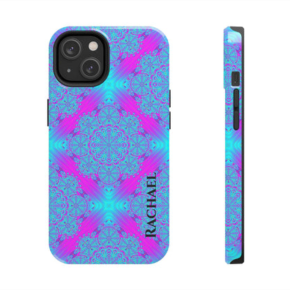 Personalized Tough Phone Case — Blue & Purple Mandala Design (Custom Name)