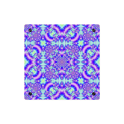 Psychedelic Kaleidoscope Acrylic Wall Art Panel — Vivid Blue & Purple Mandala