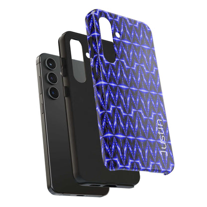 Tough Phone Case — Electric Blue Geometric Pattern (Your name)