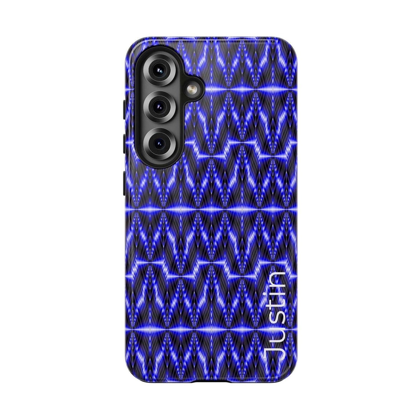 Tough Phone Case — Electric Blue Geometric Pattern (Your name)