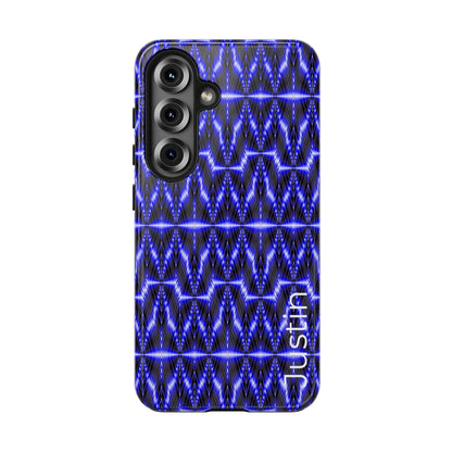 Tough Phone Case — Electric Blue Geometric Pattern (Your name)