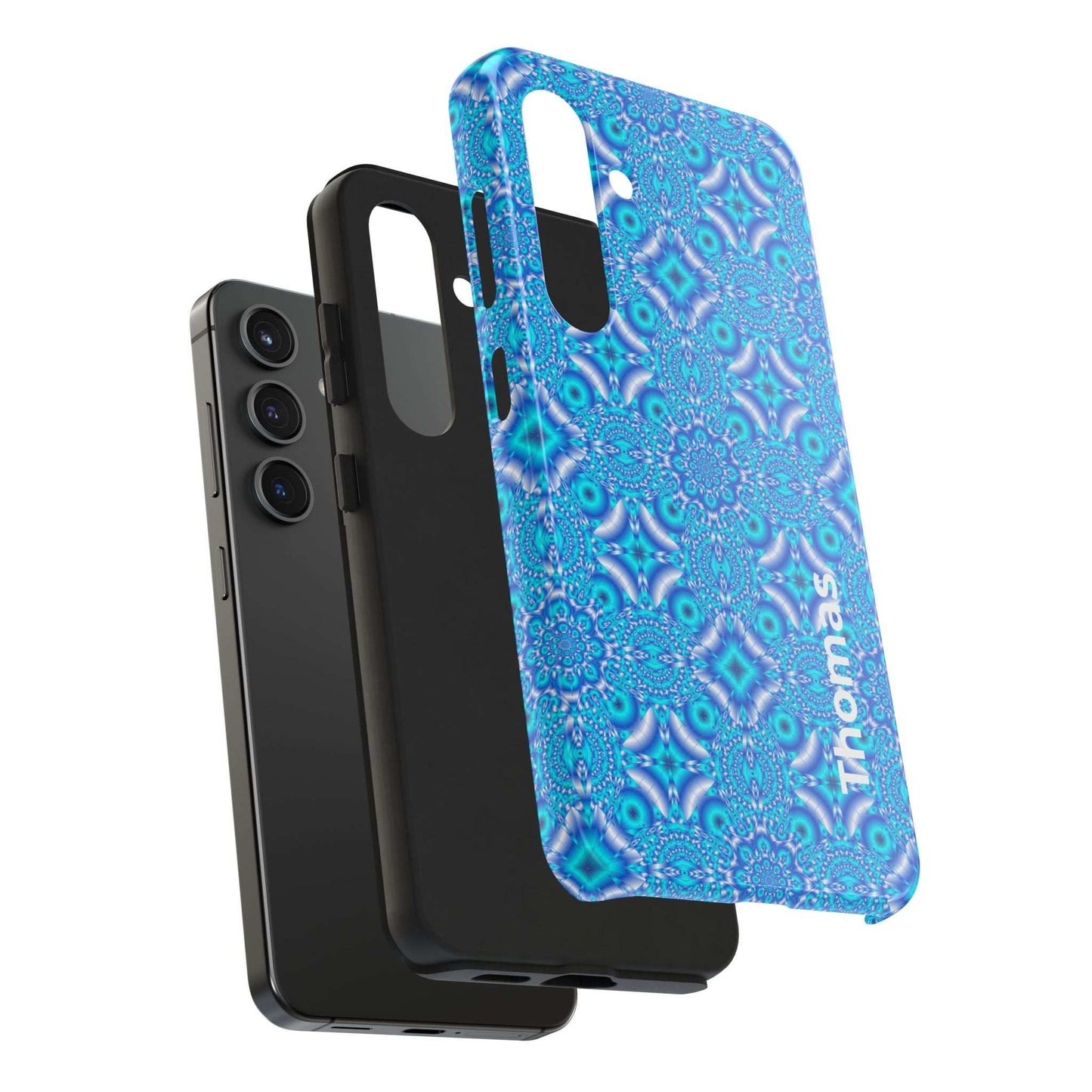 Personalized Blue Kaleidoscope Tough Phone Case — Custom Name Option