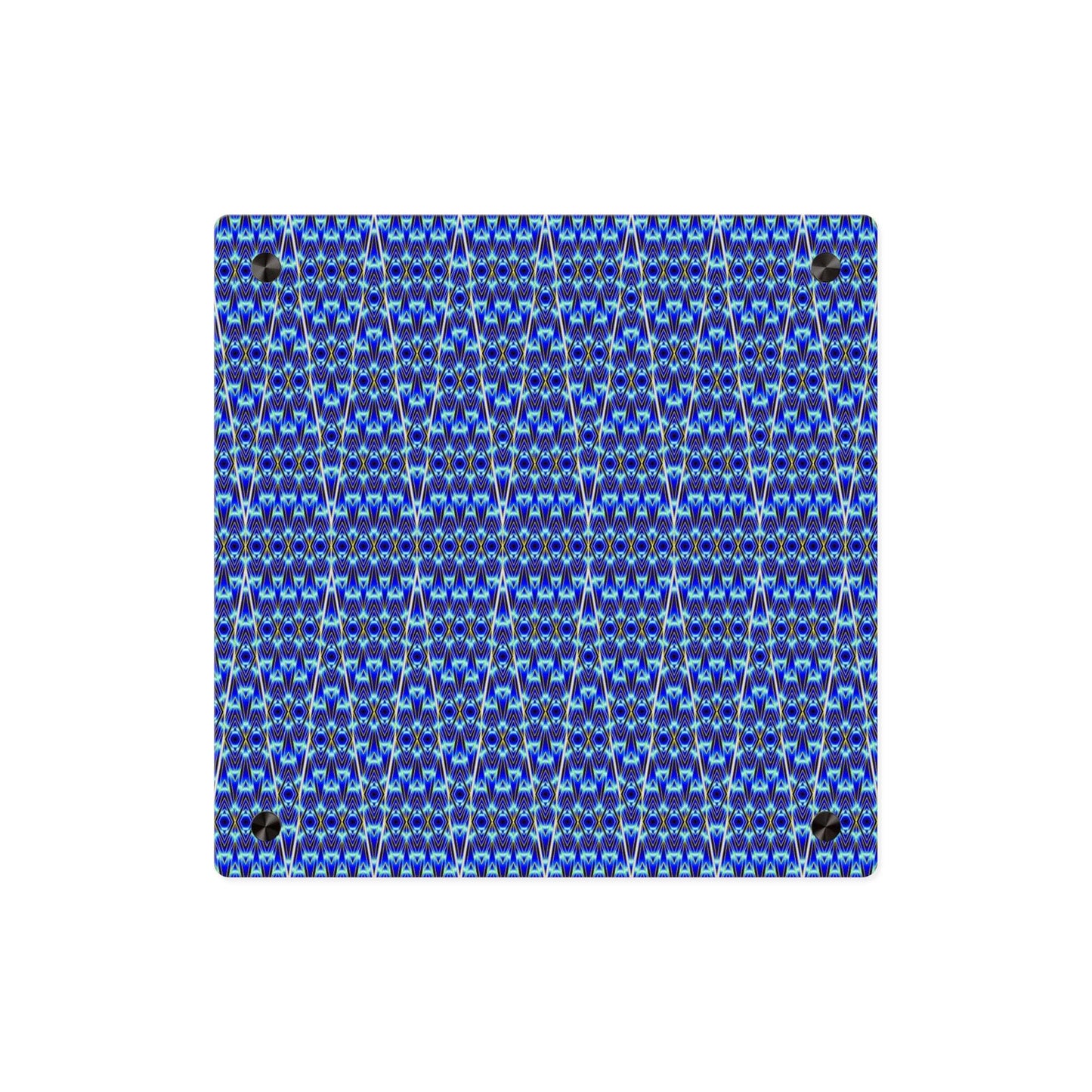 Blue Geometric Acrylic Wall Panel - Modern Abstract Pattern Art