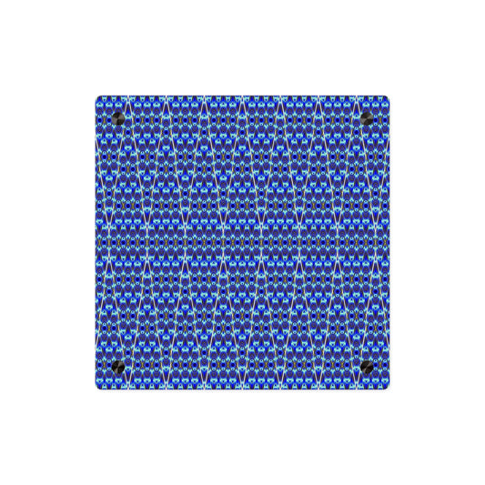 Blue Geometric Acrylic Wall Panel - Modern Abstract Pattern Art