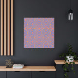 Abstract geometric pattern matte canvas wall art in vibrant orange and blue colors