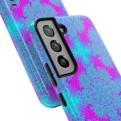 Personalized Tough Phone Case — Blue & Purple Mandala Design (Custom Name)