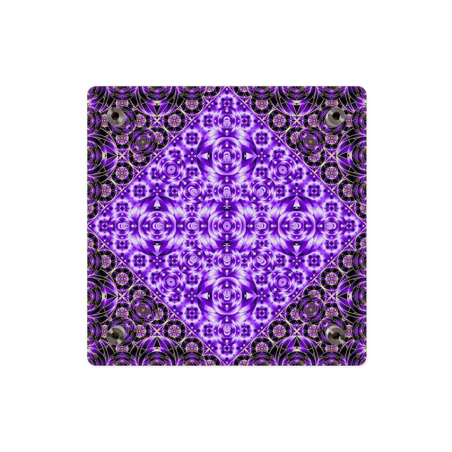 Purple Kaleidoscope Acrylic Wall Art Panel — Geometric Mandala Decor