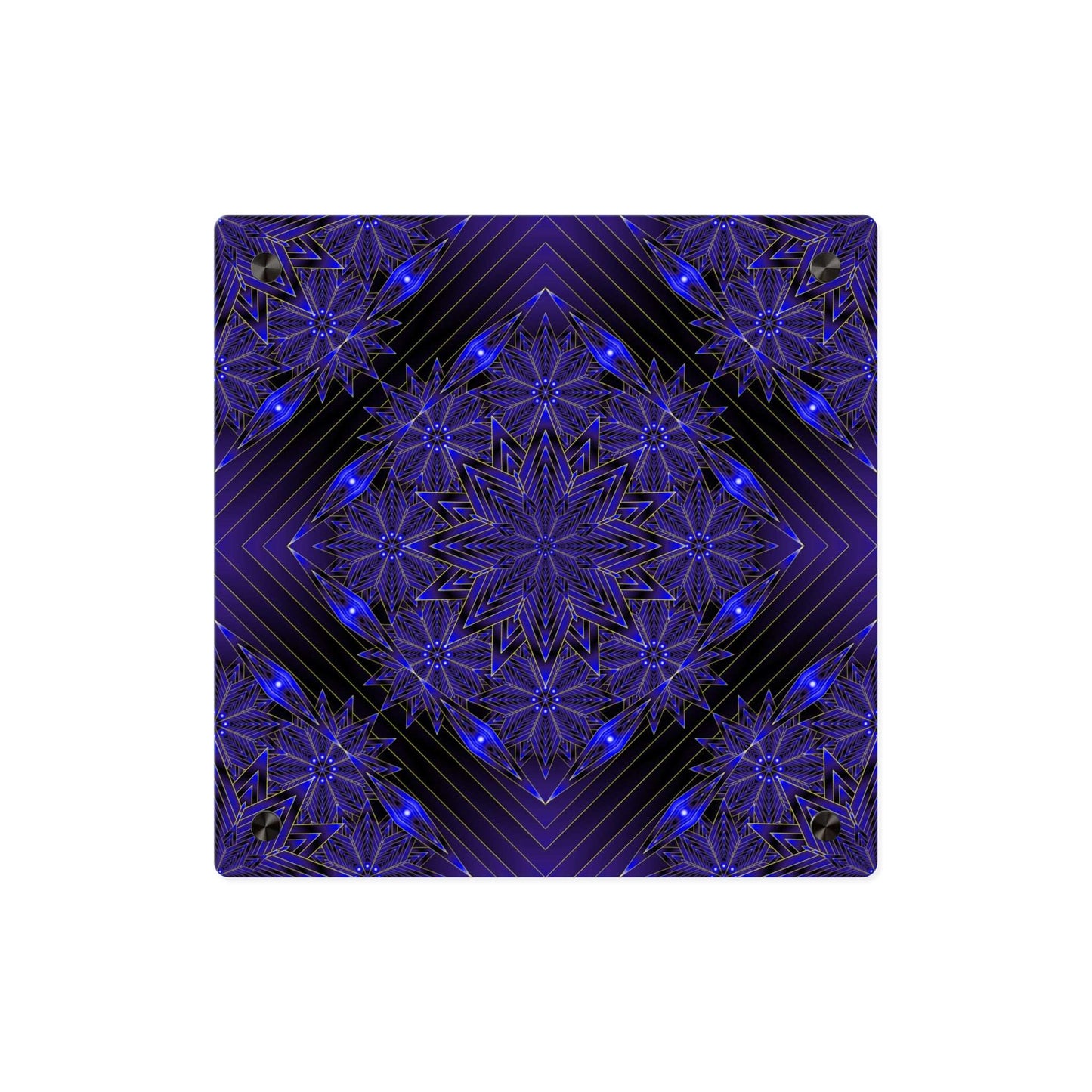 Acrylic Wall Art Panel — Deep Indigo Geometric Mandala