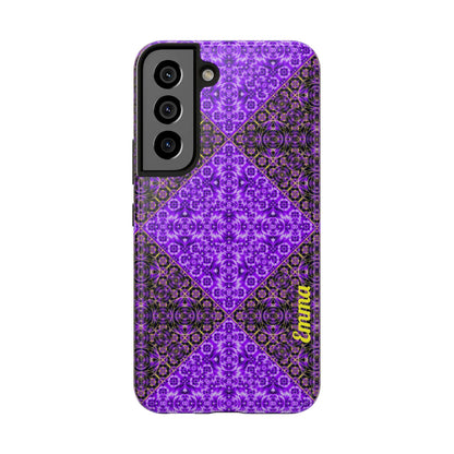 Personalized Purple Mosaic Tough Phone Case — Custom Name Phone Cover